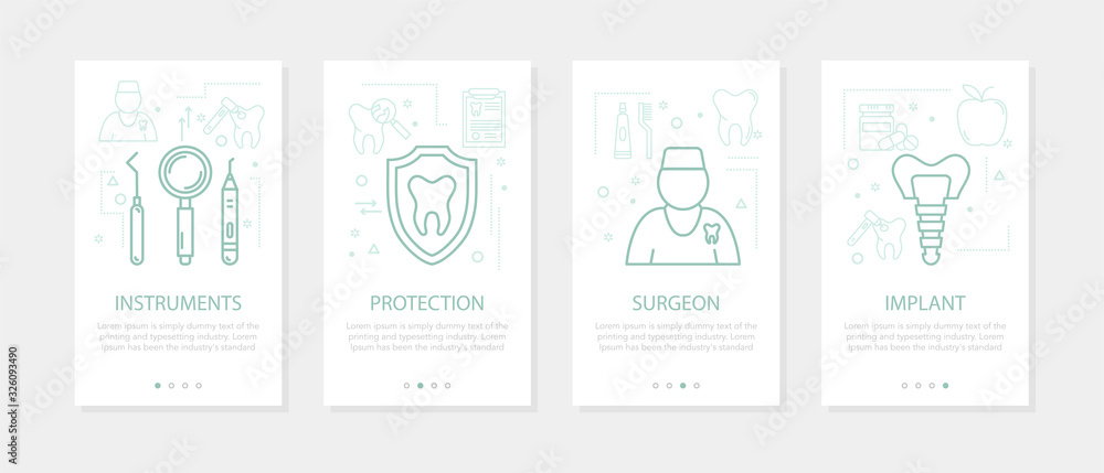 Fototapeta premium Vector four vertical mobile banners for dentistry medicine -03