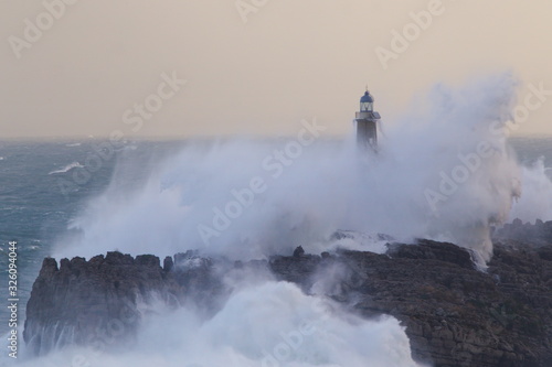 Santander, Cantabria/Spain; Dec. 27, 2017. Mouro lighthouse in Santander (Cantabria, Spain).
