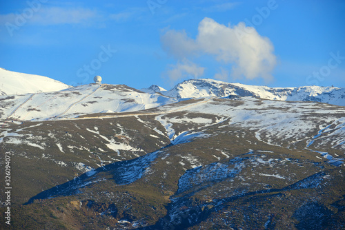 Granada, Spain - February 20, 2020: Landscape of Sierra Nevada in Granada.