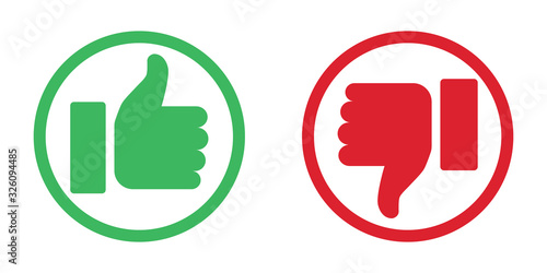 Thumbs up and down like dislike icons for social network