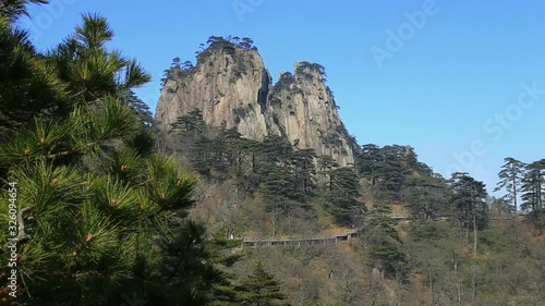 Huangshan  (Yellow Mountain) national park with a blue sky background, Anhui Porvince, China. photo