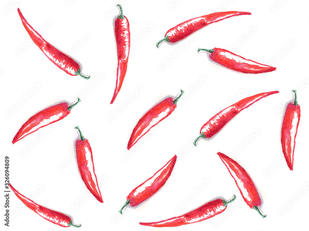 watercolor chili pepper pattern watercolor chili pepper pattern