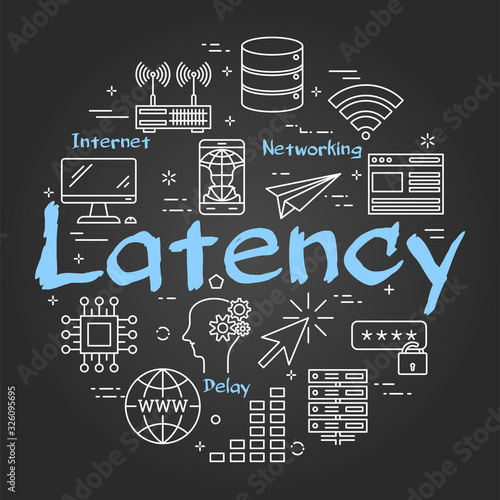 Vector round black internet concept of latency