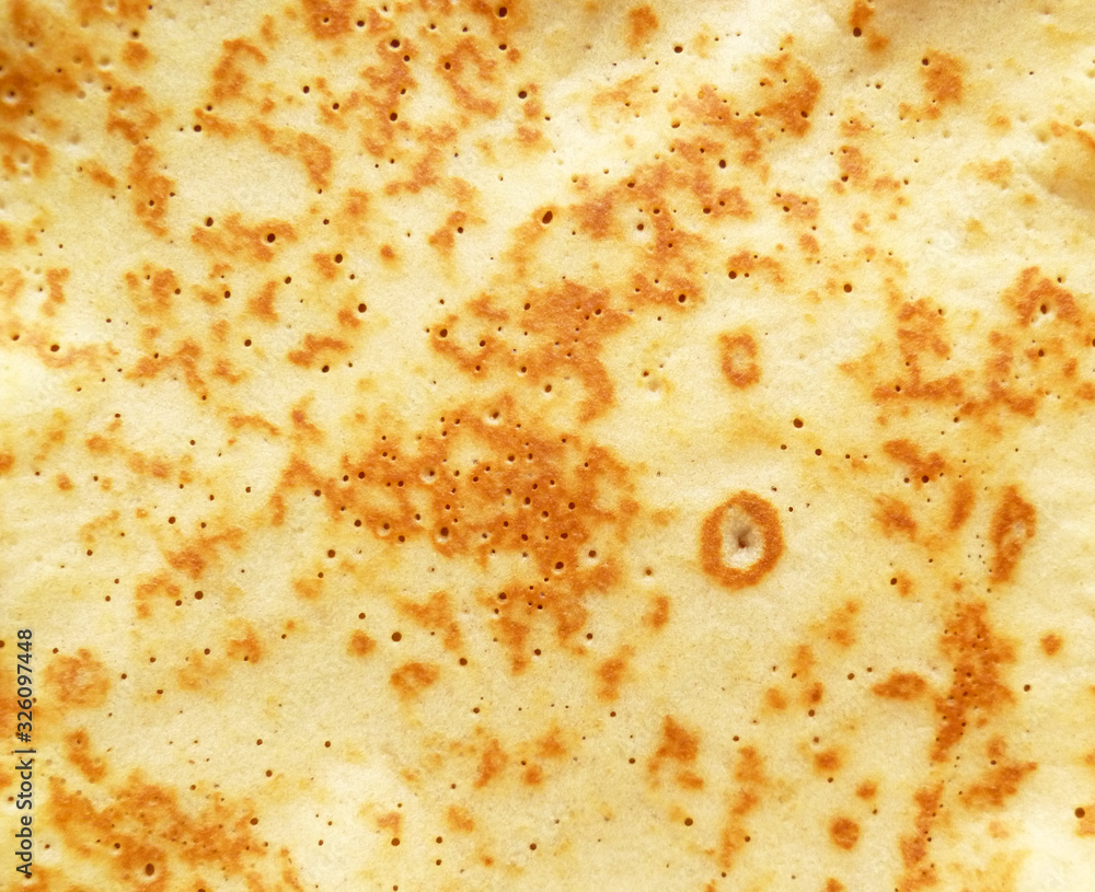 Top view pancake texture background. Pancake surface. Pancake pattern