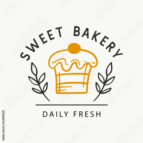 Sweet bakery logotype template, badge label