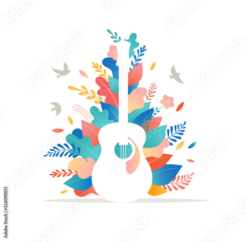Summer fest, concept of live music festival, jazz and rock, food street fair, event poster and banner colorful vector design