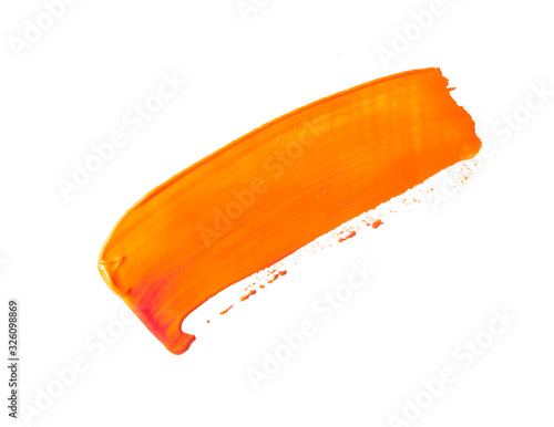 Orange brush stroke on a white background