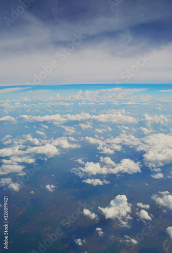 blue sky and clouds stunning view from the plane