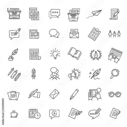 Simple Set of Copywriting Related Vector Line Icons