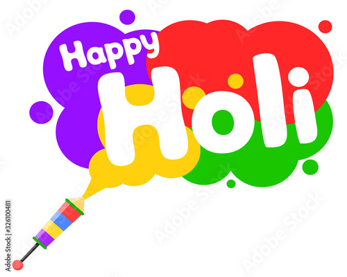 Indian spring festival. The festival of Holi. Colored paint are scattered on a white