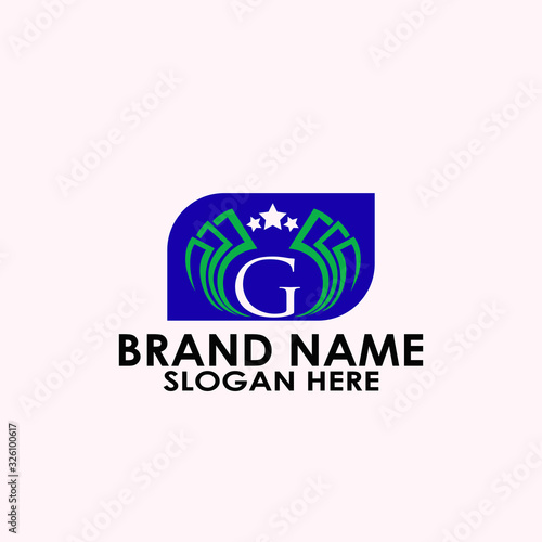 logo letter g with icon payroll vector design