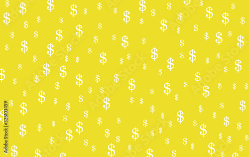 US dollar pattern motif on yellow background