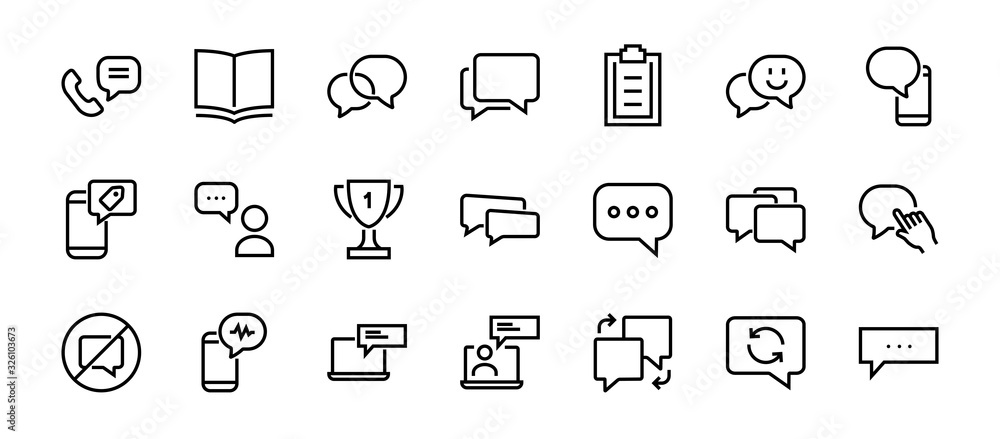 Simple set of message line vector line icons. contains icons such as conversation, SMS, notifications, group chat, and more. Editable stroke. 48x48 pixels perfect, white background Simple set of message line vector line icons. contains icons such as conversation, SMS, notifications, group chat, and more. Editable stroke. 48x48 pixels perfect, white background