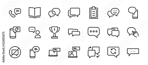 Simple set of message line vector line icons. contains icons such as conversation, SMS, notifications, group chat, and more. Editable stroke. 48x48 pixels perfect, white background