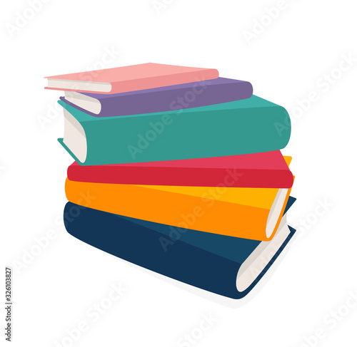 Vector stack of books isolated on white background. Colorful illustration