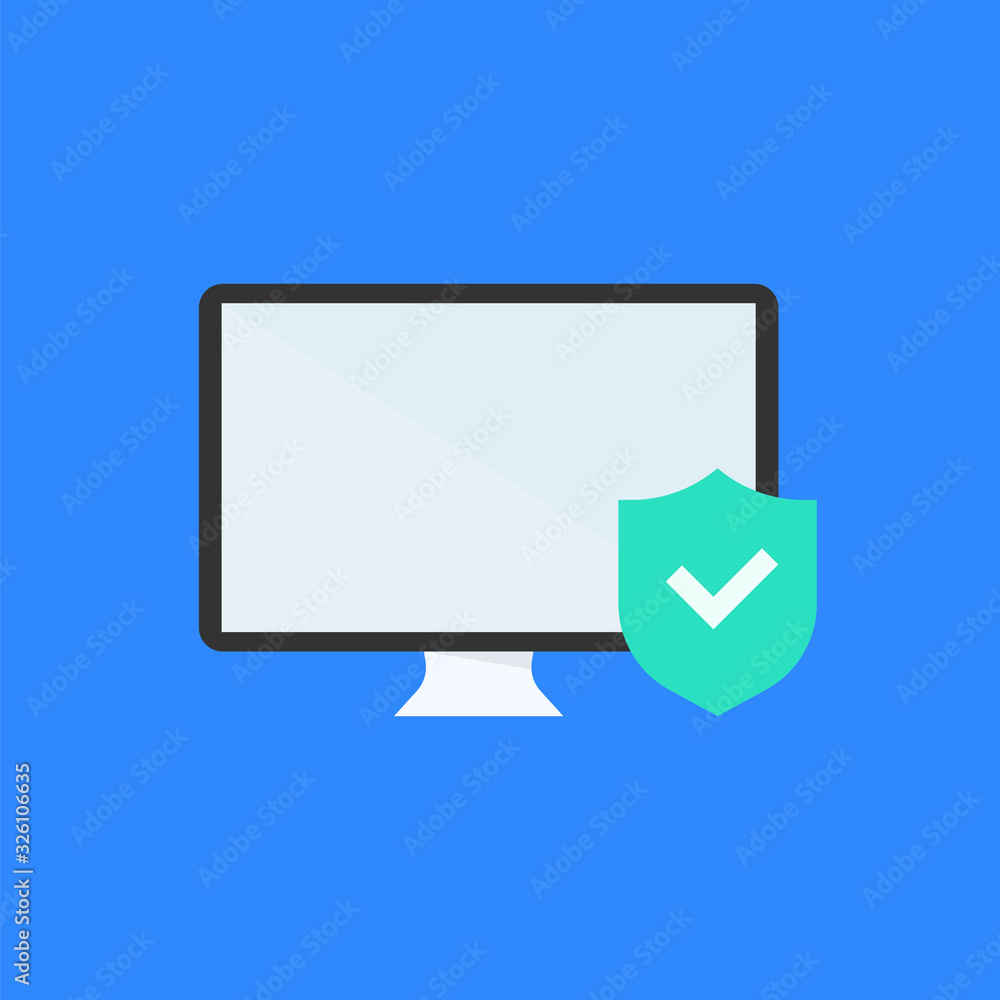 desktop with safety icon , Computer security flat design desktop with safety icon , Computer security flat design