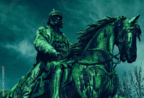 This is an old statue of Kaiser Wilhelm on a horse