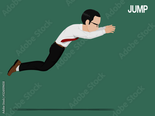 A businessman is leaping