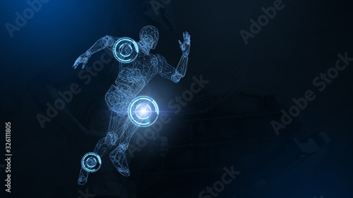 Fototapeta Naklejka Na Ścianę i Meble -  3d rendering of Runners. Fitness Tech Healthcare Wellness Innovation Concept.