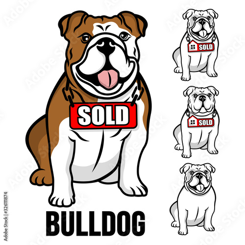 Modern american bulldog and real estate logo. Vector illustration.