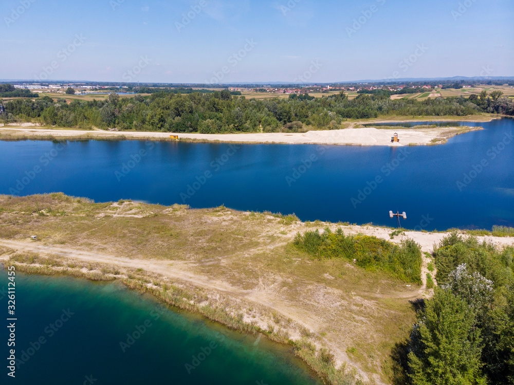 Aerial view of a gravel pit, Croatia