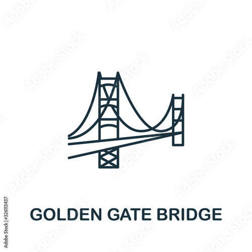 Golden Gate Bridge icon from usa collection. Simple line Golden Gate Bridge icon for templates, web design and infographics