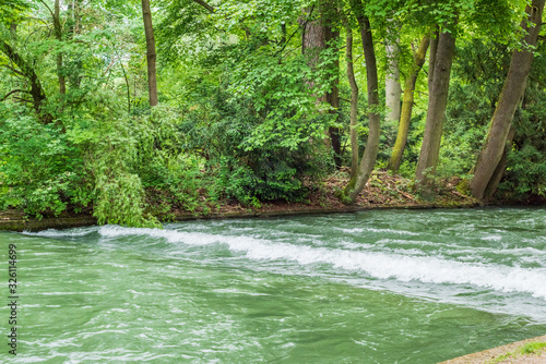 Majestic river in Park in Munich  Germany.