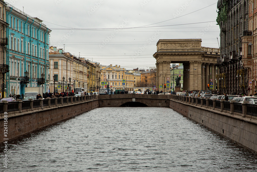 Griboedov Canal Embankment in St. Petersburg, Russia.