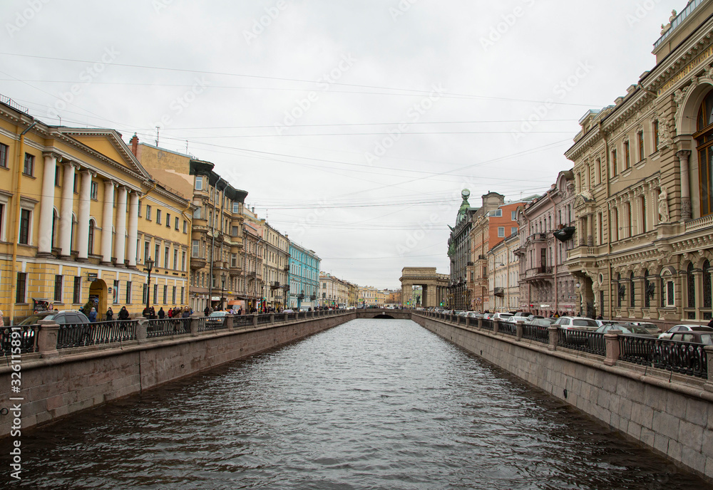 Griboedov Canal Embankment in St. Petersburg, Russia.