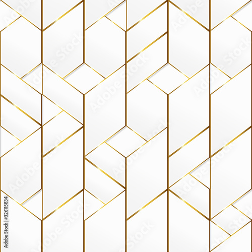 3D Fototapete Gold - Fototapete gold frame mosaic seamless pattern