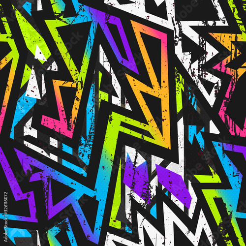 Graffiti seamless pattern with grunge effect
