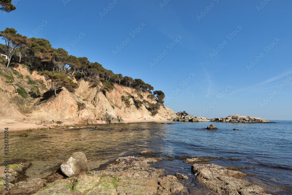 Obraz premium Cala Estreta beach, Palamos, Costa Brava, Girona province, Catalonia, Spa
