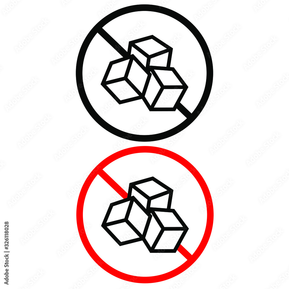No Sugar free vector icon. Vector sugar cubes in circle icon for no sugar added product package design No Sugar free vector icon. Vector sugar cubes in circle icon for no sugar added product package design