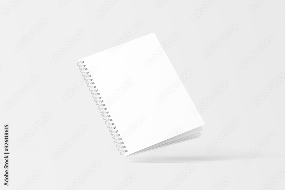 A4/A5/A6 Spiral Notebook White Blank 3D Rendered Mockup A4/A5/A6 Spiral Notebook White Blank 3D Rendered Mockup