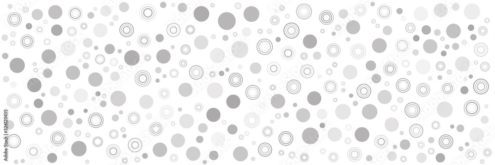 Black white dot circle pattern wide banner background