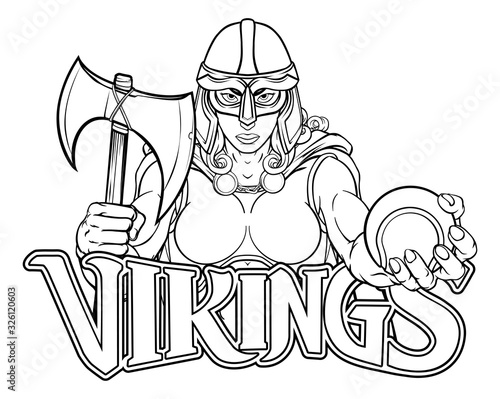A female Viking, Trojan Spartan or Celtic warrior woman gladiator knight tennis sports mascot