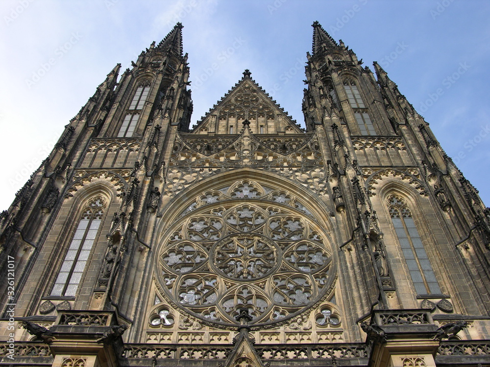 Fototapeta premium Prague, Czech Repub., St. Vitus Cathedral, West Facade Detail
