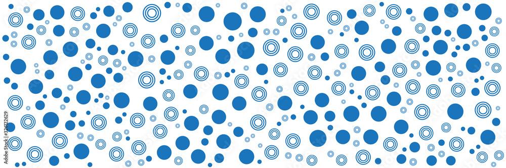 Fototapeta Blue Circle Polka Dots Wide Banner Background