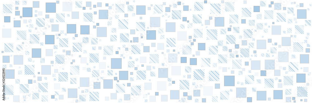 Blue square pattern background for wide banner