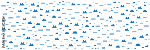 Blue mountain memphis pattern background for wide banner