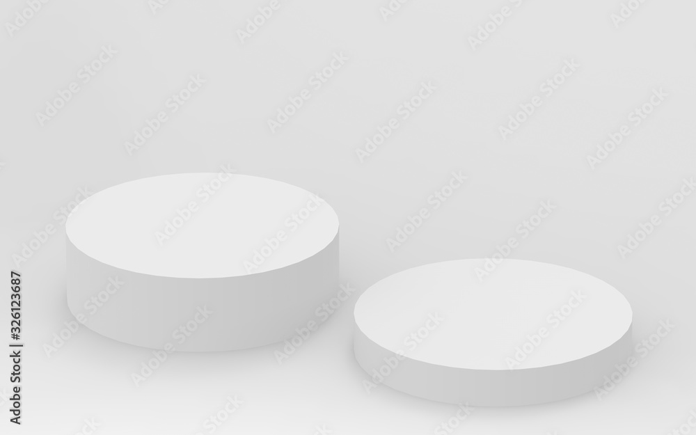 3d gray white bright cylinder podium minimal studio background. Abstract 3d geometric shape object illustration render. 3d gray white bright cylinder podium minimal studio background. Abstract 3d geometric shape object illustration render.