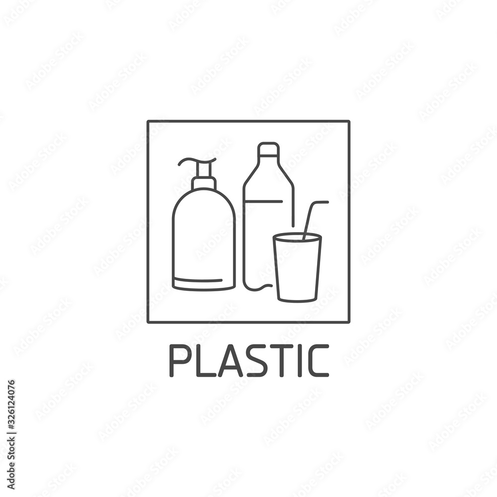 Vector logo, badge and icon for plastic waste. Reusable product sign design. Symbol of sorting garbages. Vector logo, badge and icon for plastic waste. Reusable product sign design. Symbol of sorting garbages.