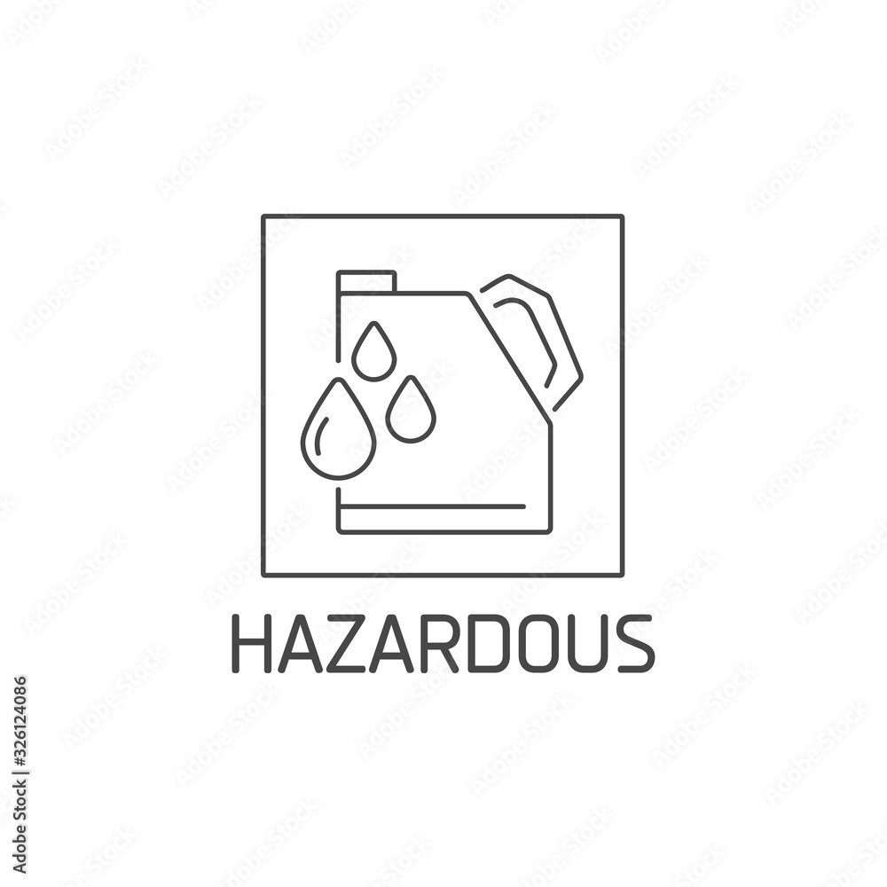 Vector logo, badge and icon for hazardous waste. Toxic product sign design. Symbol of sorting garbages. Vector logo, badge and icon for hazardous waste. Toxic product sign design. Symbol of sorting garbages.