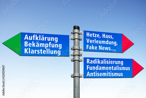 Cuadro en lienzo Wegweiser gegen die Hetze und Hass im Netz!