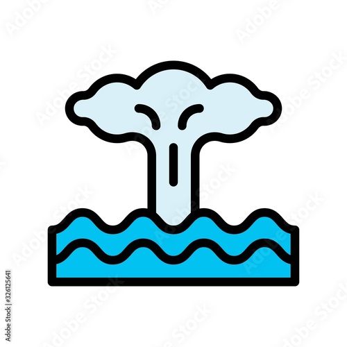 climate related water flood or tsunami vector with editable stroke,