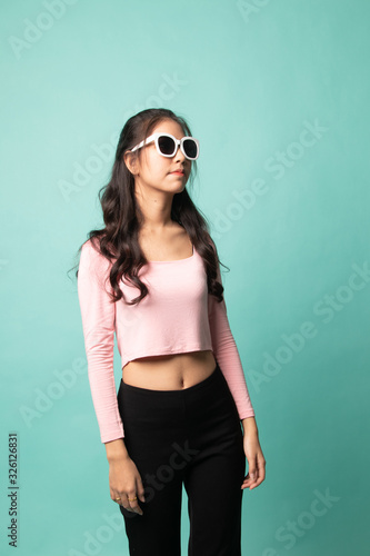 Wallpaper Mural Portrait of a beautiful young asian girl in sunglasses. Torontodigital.ca