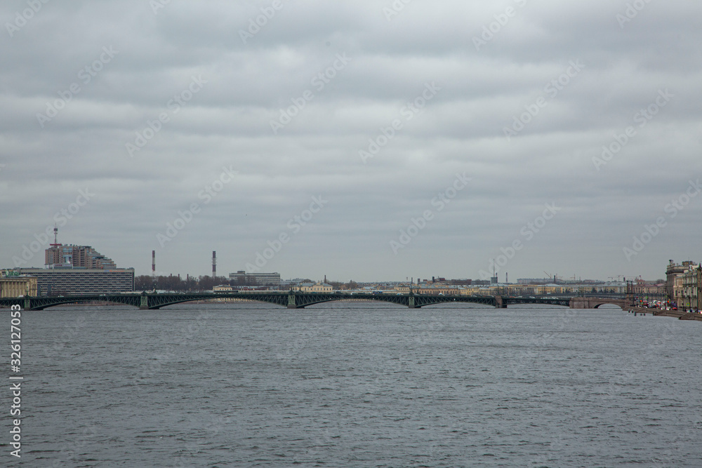 Trinity bridge across the Neva in St. Petersburg, Russia.