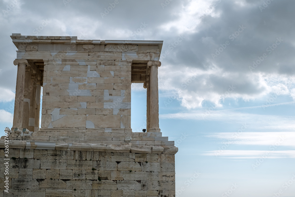 Ruins of Propylaea -monumental gateway in the Acropolis of Athens, Greece