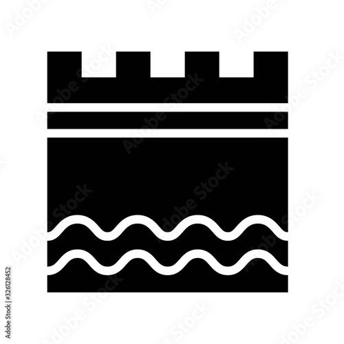 climate related flooded building or house vector in solid design,