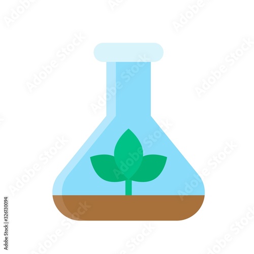environment related leafs or flower in flask vector in flat style,